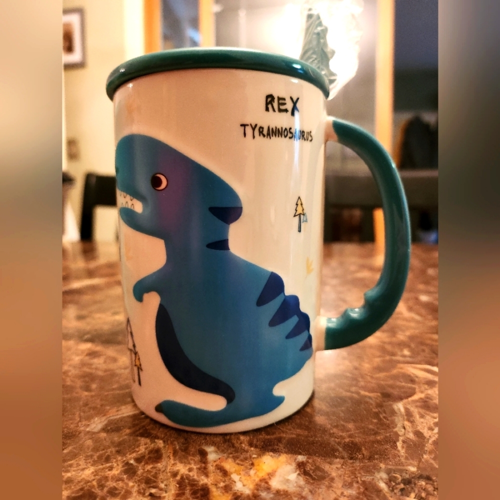 BRAND NEW IN BOX Tea Rex (T Tex Dinosaur) Tea Cup with spoon and lid